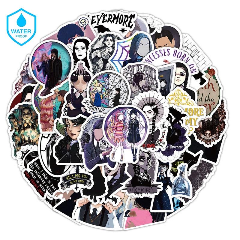 50 шт. Водонепроницаемые наклейки с Аддой Венсдей для украшения чемодана