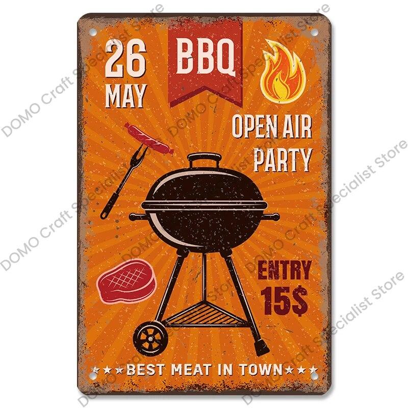 Плакат для вечеринки с барбекю, винтажные металлические жестяные вывески для гриля, ретро-налет, Настенный декор для бара, паба, заднего двора, пляжного дома
