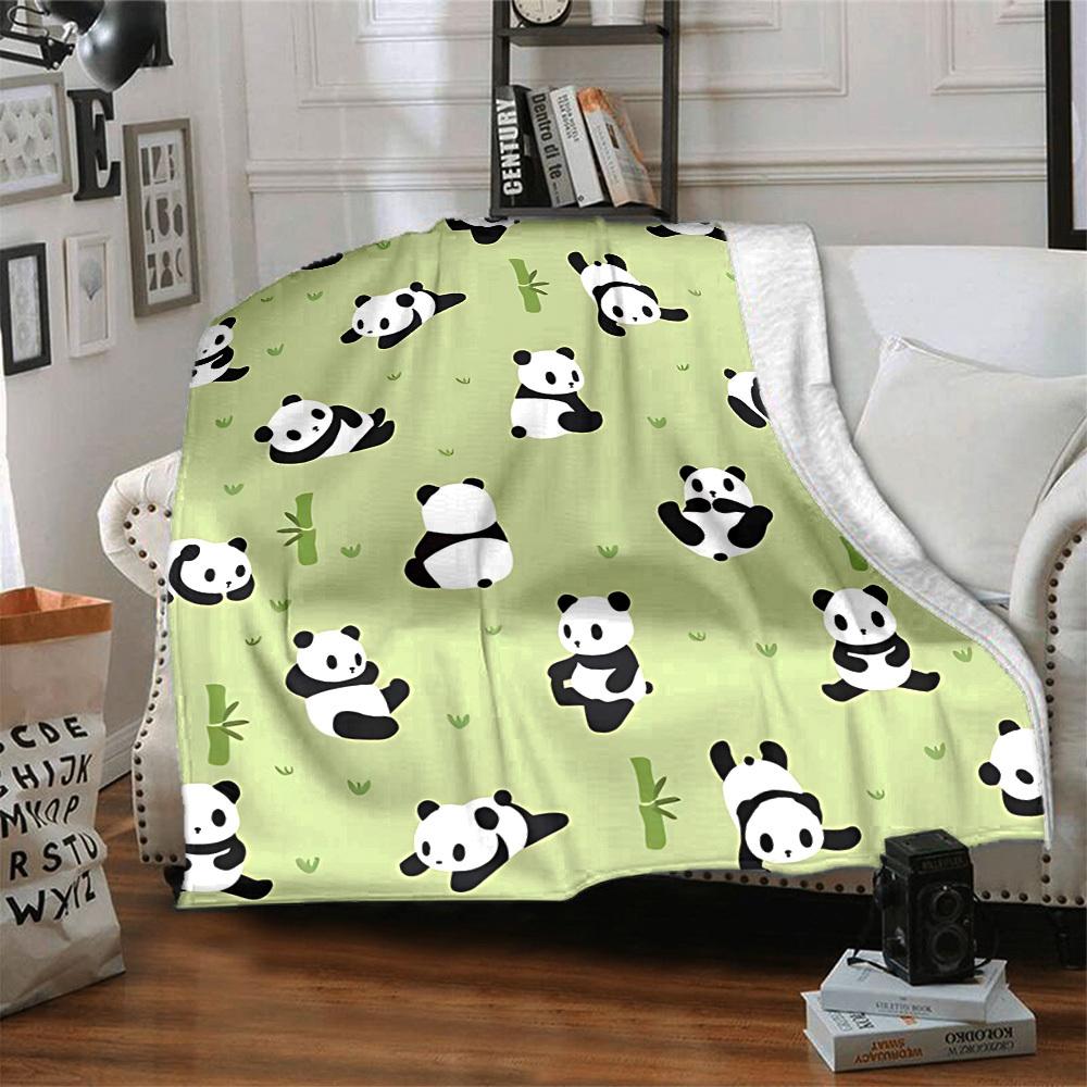 1pc Panda Pattern Blanket, Lightweight Flannel Blanket for Sofa, Bed, Travel, Camping, Living Room, Office,019