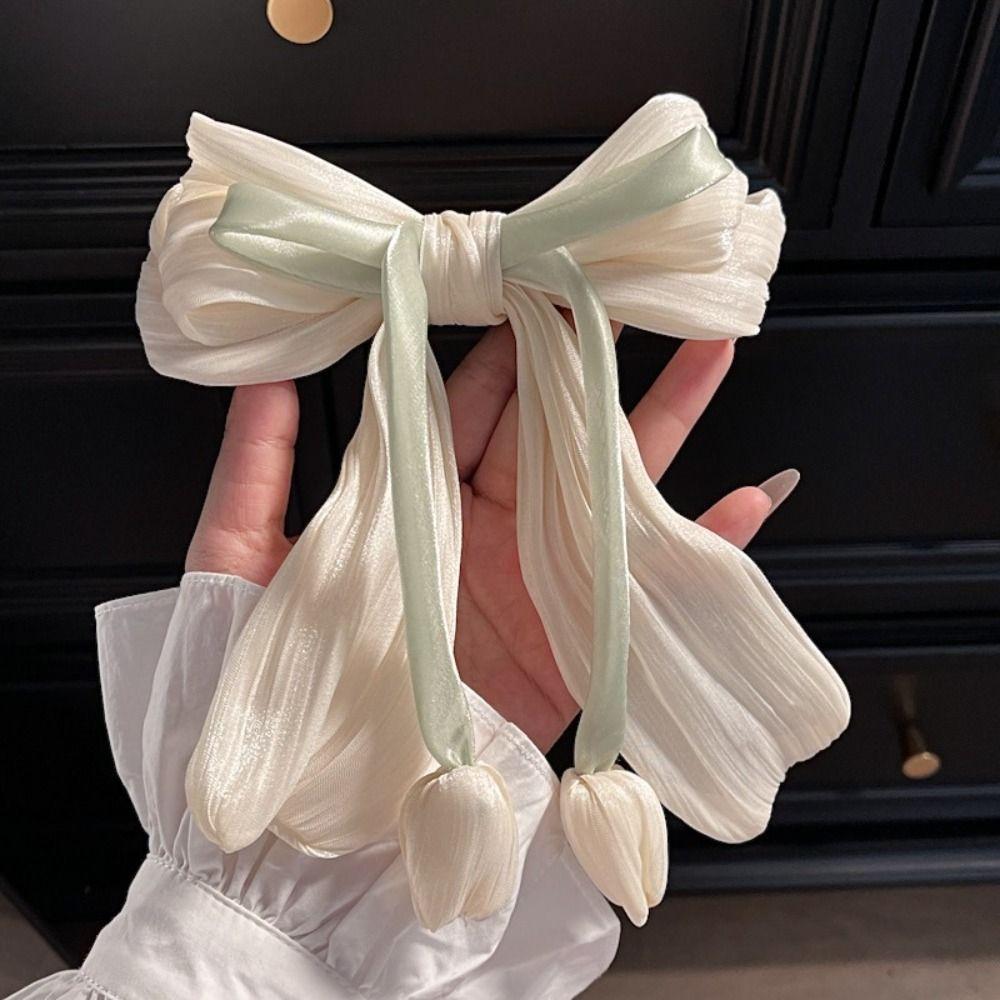 Cloth Tulip Ribbon Hair Ring Hair Tie Flower Hair Claw Exquisite Bowknot Hair Clip Girl