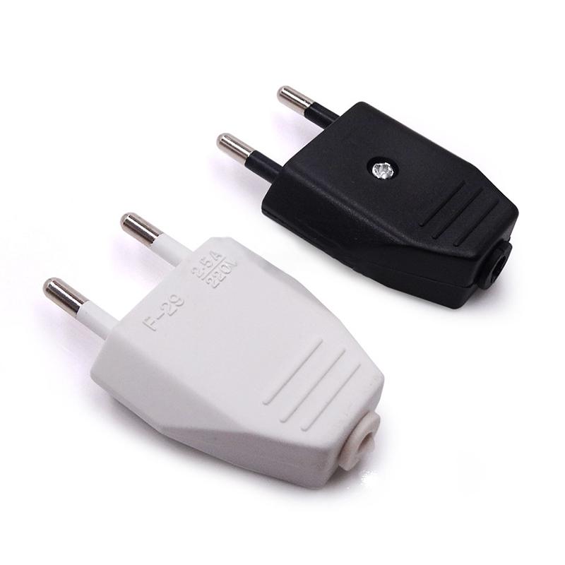 Rewireable Extension Cord Connector 2 Pin Eu European Us Male Plug Ac Electrical Socket Adapter 250V Replacement