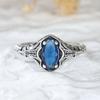 Marquise Cut Blue Sapphire Ring for Women Silver Jewelry Luxury Accessories Anniversary Gift