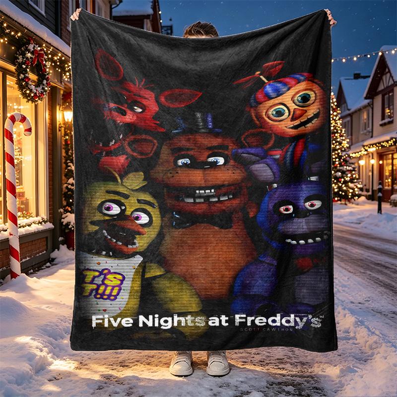 Five Nights at Freddy's Pattern Blanket for Home Decoration, Bed, Sofa, Car Travel, Camping, Suitable for All Seasons, Birthday Christmas Gift