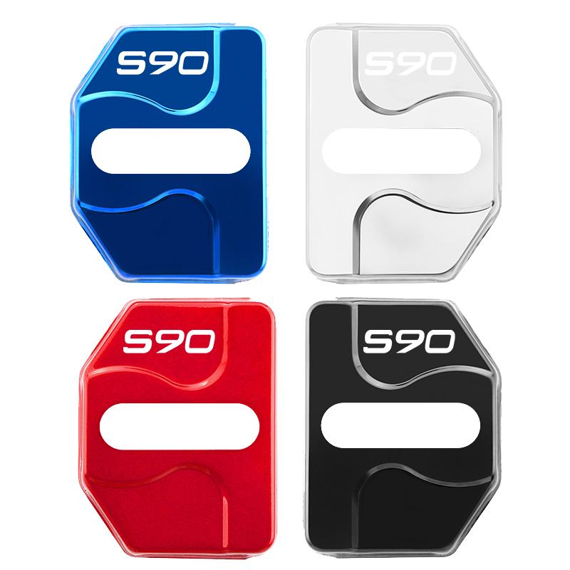4PCS Car Emblems Door Lock Buckle Cover Protection Stickers Accessories For Volvo S90 XC60 V40 V90 XC40 XC90 V60 S60 Rdesign AWD