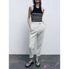 Spring and Summer New Arrival Stripes I-Shaped Vest round Neck Stretch Tight Sleeveless Knitting Tops 3471008