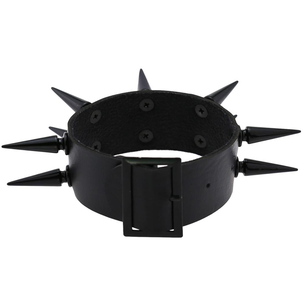 Emo Spike Bracelet Vegan Leather Punk Bracelets Goth Girl Boy Cuff Bangle Studded Halloween Wristband for Women Men Jewelry