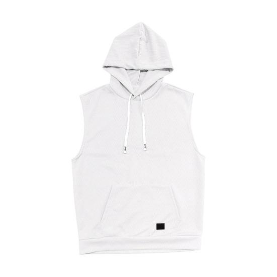 Мужские повседневные топы, спортивный стиль, жаккардовый вязаный жилет с капюшоном и передним карманом, однотонная футболка без рукавов, одежда для фитнеса