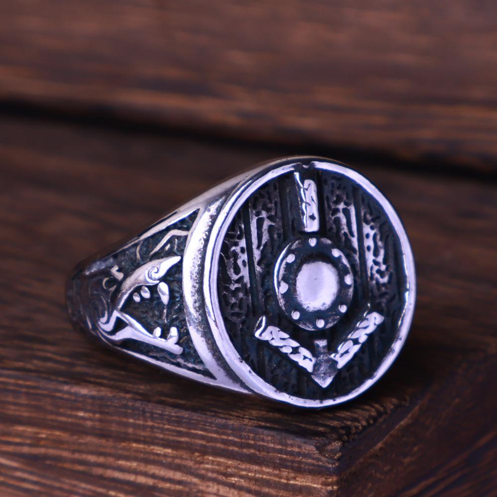 Винтажные кольца-компасы викингов Vegvisir для мужчин из нержавеющей стали, скандинавский амулет Одина и ворона, руническое кольцо, байкерские украшения