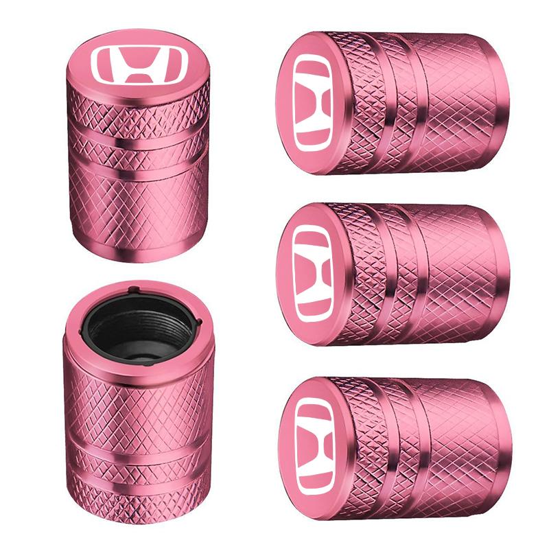 5pcs Aluminum Car Tire Valve Air Port Stem Cover Caps For Honda Fit Jazz GK5 Civic Type-R CRV Pilot Accord HRV Auto Accessories