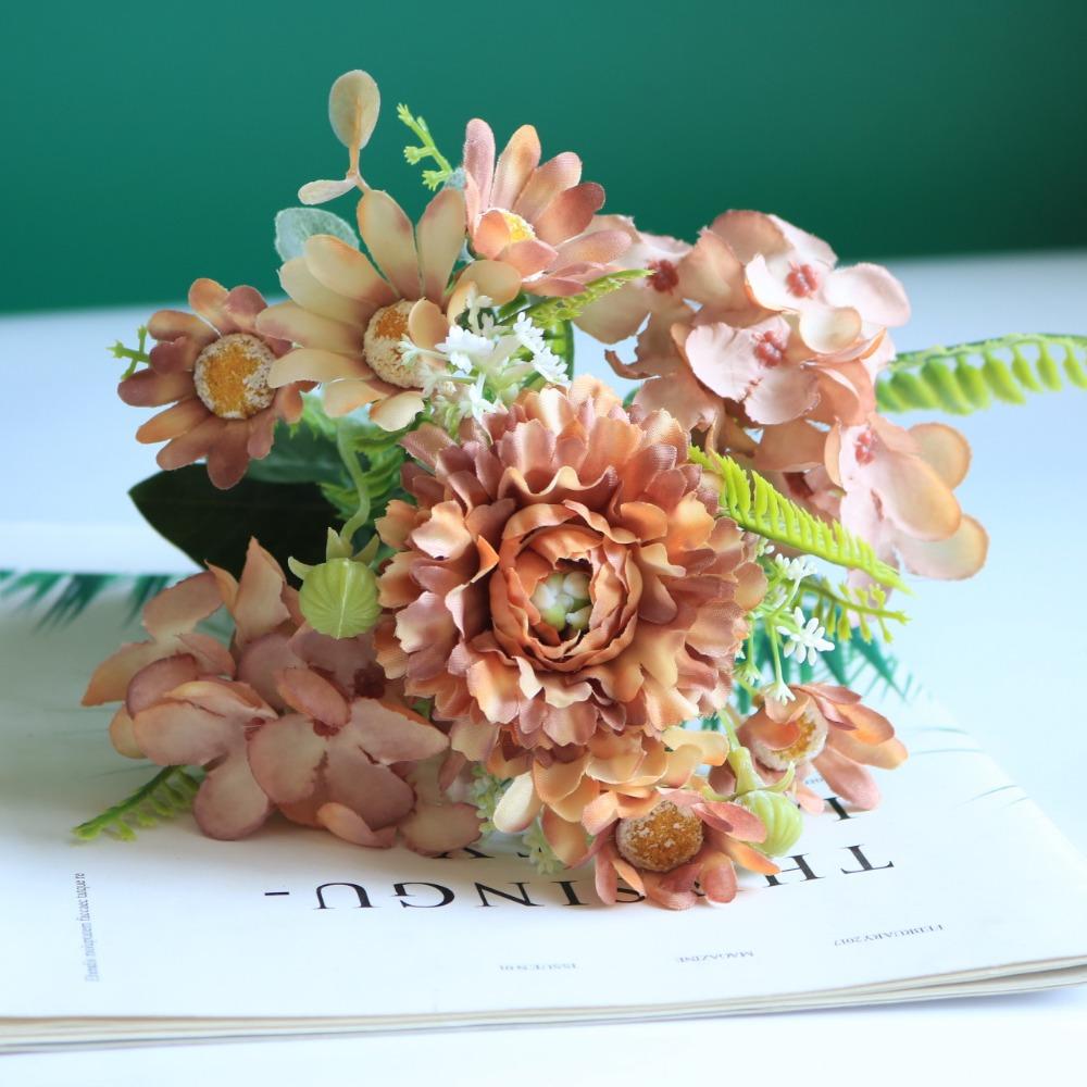 2 шт. шелковый букет гортензий искусственные цветы шелковые ромашки искусственные гвоздики декор пластиковые реалистичные цветочные композиции для домашнего декора вечеринки свадьбы