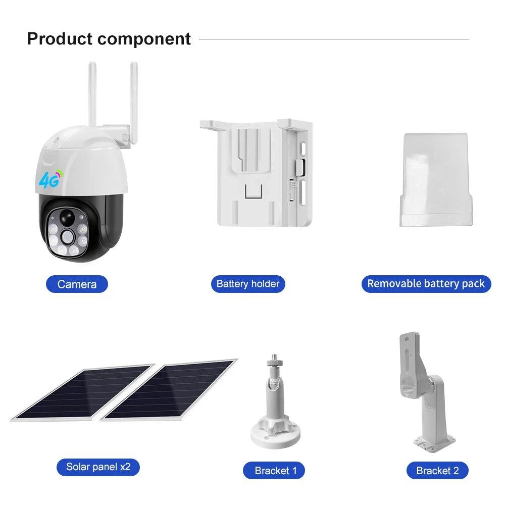 Солнечная камера, беспроводная Wi-Fi 4G, солнечная батарея, наружная охранная камера видеонаблюдения, умная домашняя PIR-камера видеонаблюдения