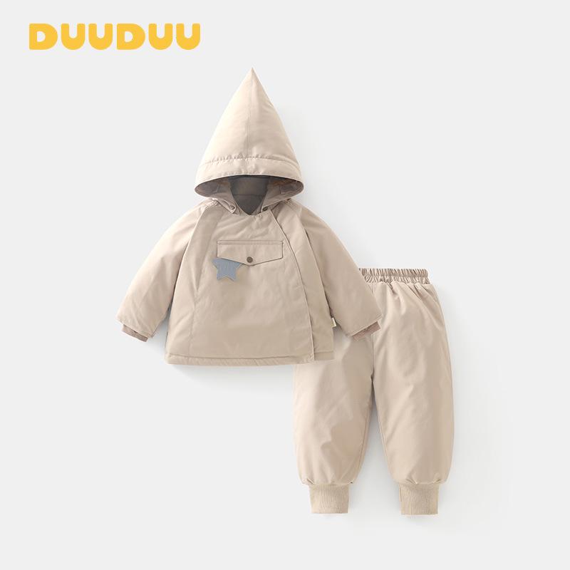 DUUDUU Утепленный комплект для девочки: Новый хлопковый костюм в корейском стиле для малышей 2025 года - Осень/Зима.