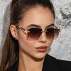 Retro Square Women Sunglasses Fashion Oversized Rimless Cutting Lens Gradient Eyeglasses Alloy Trending Sun Glasses Men Shades