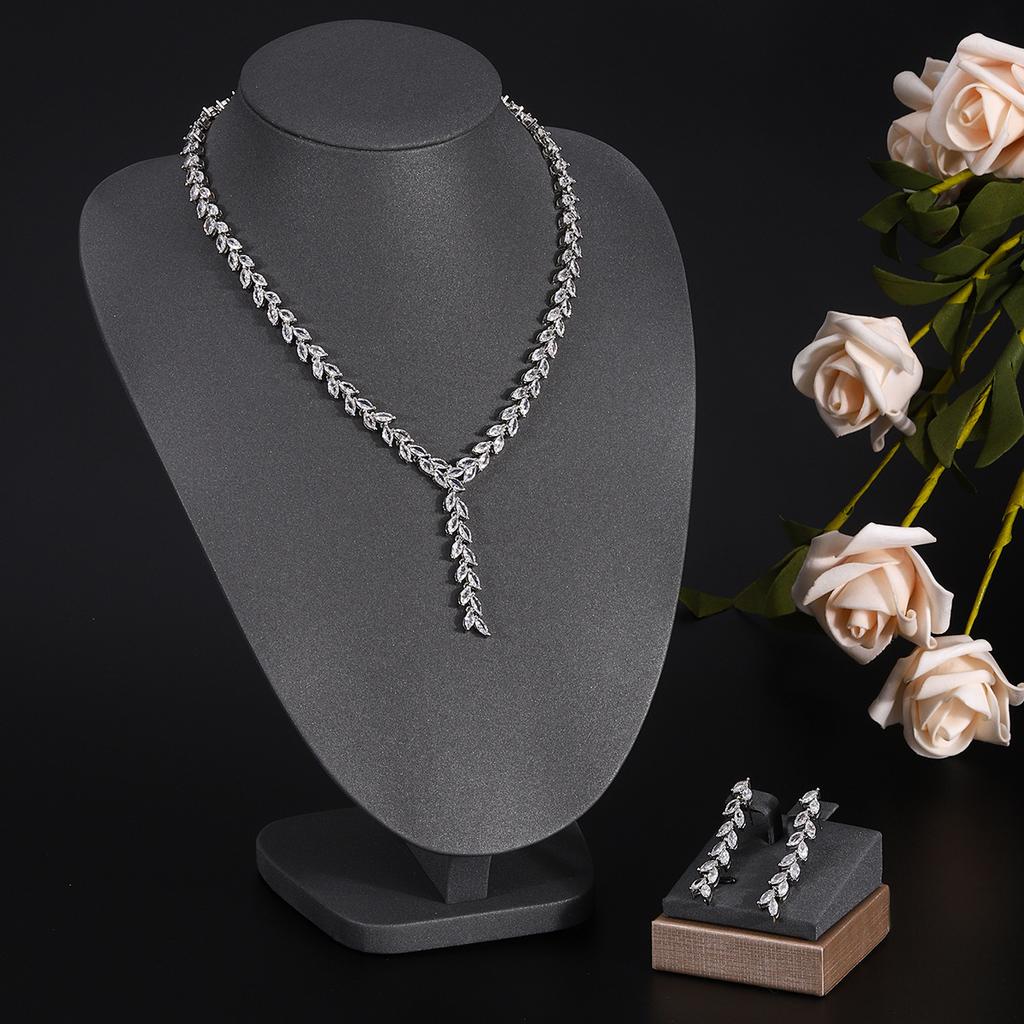 Ювелирные изделия в европейском и американском стиле, ожерелье с каплями воды из циркона, женственное свадебное платье, высококачественные свадебные украшения, комплект сережек-гвоздиков