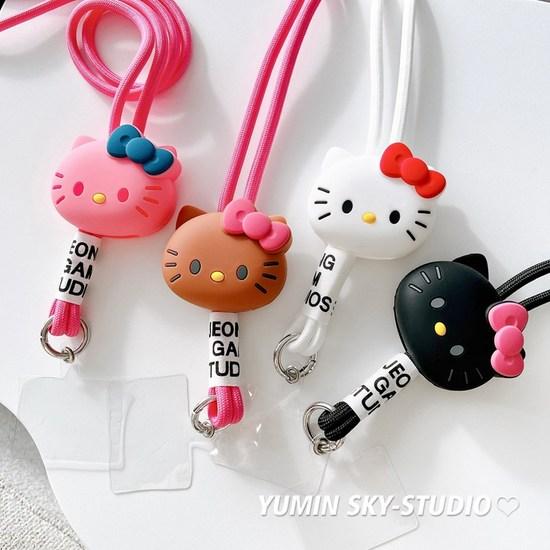 GOYES Tanning Kitty Cell Phone Strap Silicone Necklace Cell Phone Kitty Classic Kitty Cell Phone Strap, a Popular Character In Korea