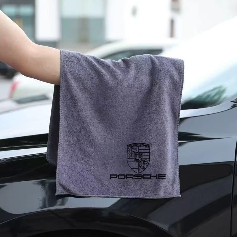 lczcr3 For Porsche Panamera Cayenne Taycan 911 718 Macan Carrera-GT Suede Coral Fleece Car Wash Towel Soft Cleaning Cloth Drying Towel