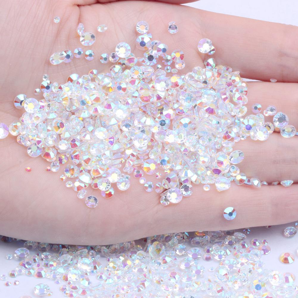 Multi-Color AB Jelly Resin Rhinestones, 2-6mm, 1000 Pcs, Flat Back for Nail Art