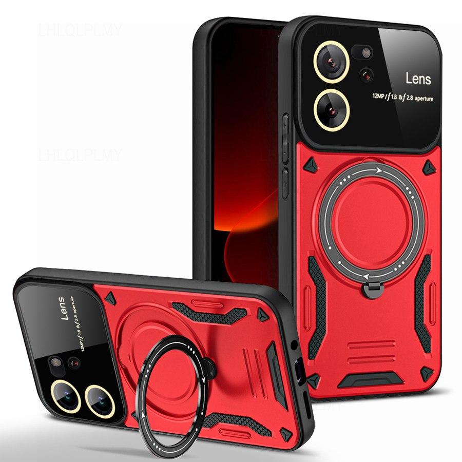 Rotating Folding Bracket Large View Phone Lens Protection Cover For Samsung Galaxy S20 S21 FE S23 Plus S24 S22 Ultra Xiaomi Redmi Note Poco Armor Case