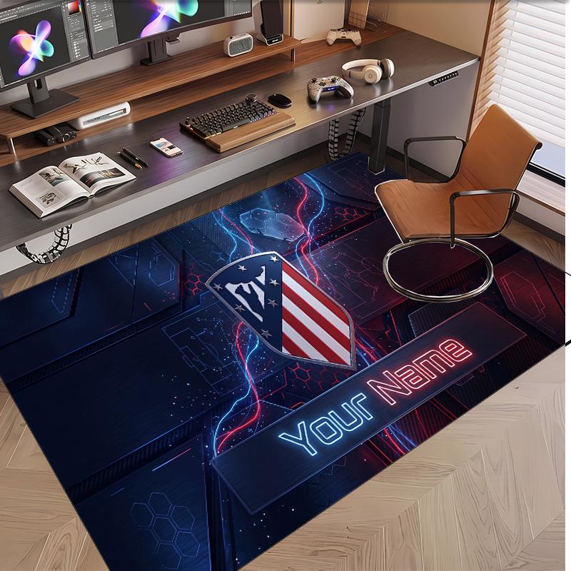 Personalized Crystal Velvet Carpet Atletico Madrid FC Pattern Non Slip Floor Rug