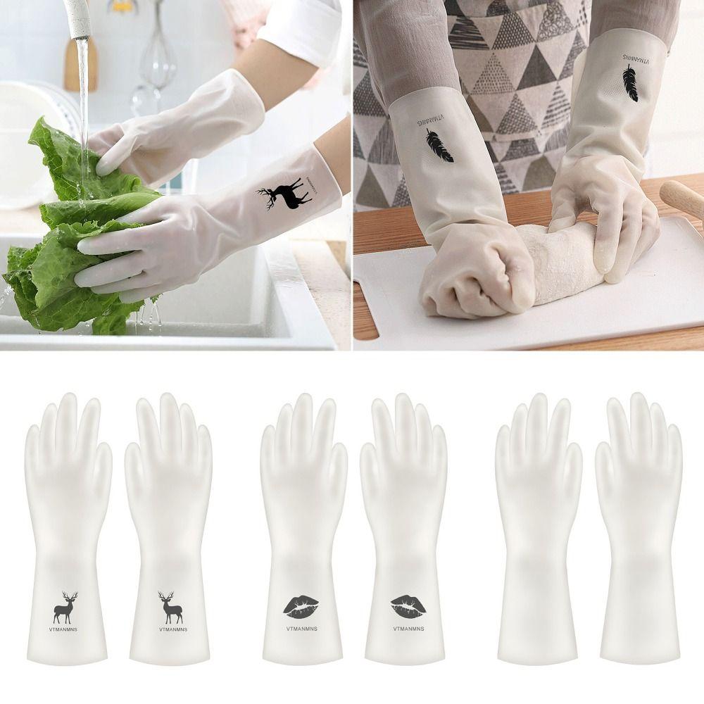 1PAIR Non-slip Household Gloves S/M/L Cleaning Long Gloves for Household Kitchen Washing