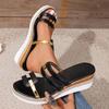 Women's Colorblock Trendy Sandals, Slip On Casual Summer Beach Slides, Non-slip Wedge Slides