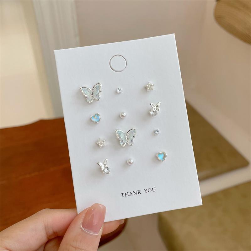 Милые серьги-гвоздики в форме опала в форме бабочки для женщин и девочек, изысканные серьги-гвоздики в форме бабочки и жемчуга, ювелирные изделия, подарки