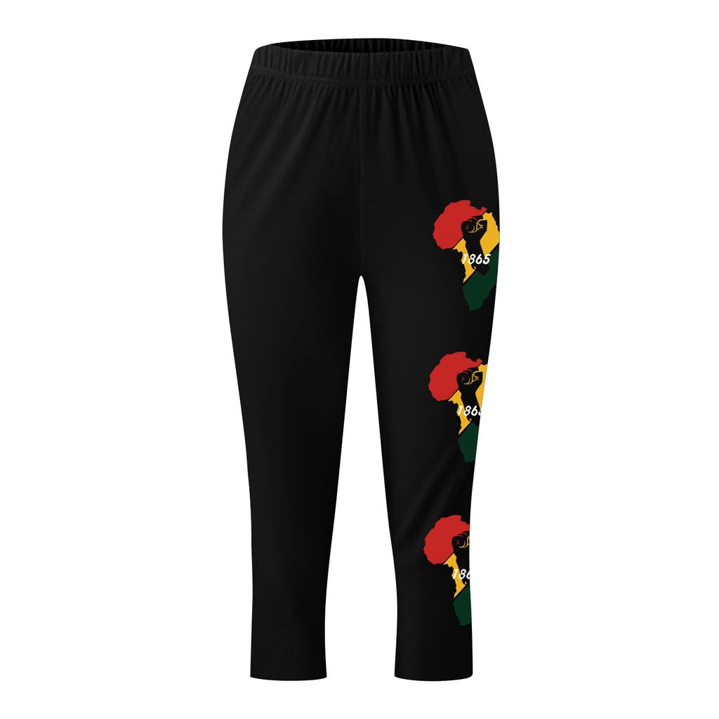 Leggings For Women, Cotton, Stretch, High Waisted, Womens Capris For Summer, Juneteenth Outfit