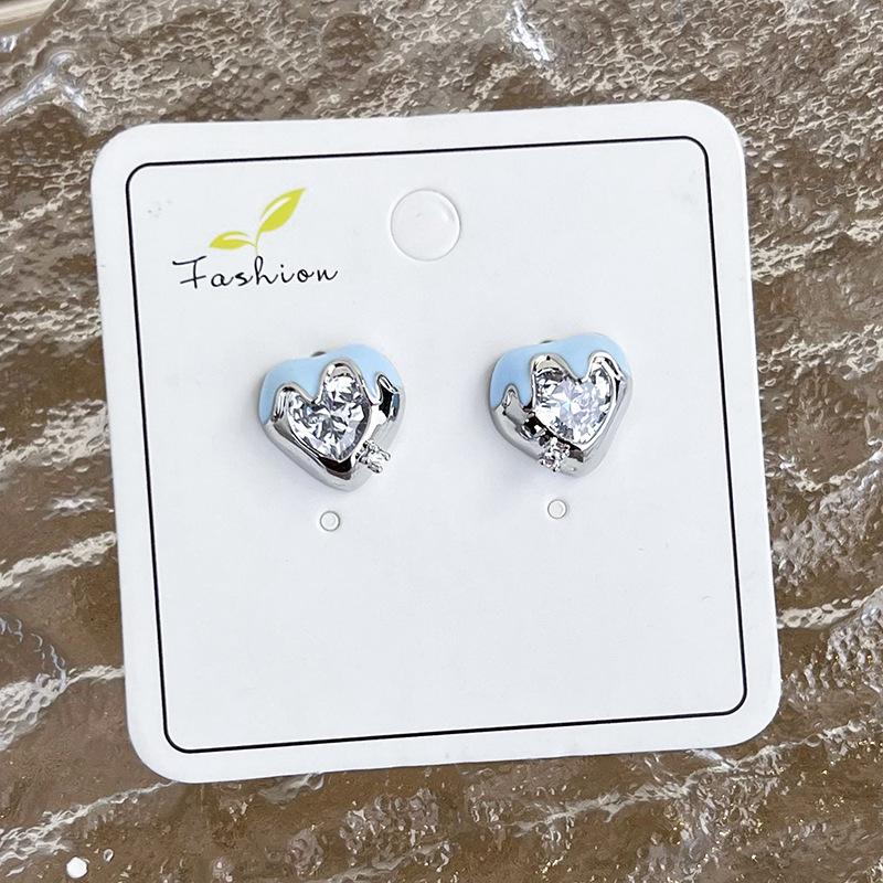 Свежие светло-голубые серьги, геометрические серьги, темперамент, сетка, красные модные шпильки, новая модная женщина