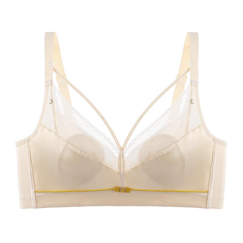 Новое летнее атласное ультратонкое модное нижнее белье без стального кольца. Мягкий и удобный регулируемый бюстгальтер со сборками.