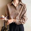 Spring Autumn New Women's Commute Solid Single-breasted Shirt Elegant Stylish Polo-Neck Vintage Long Sleeve Blouse for Female