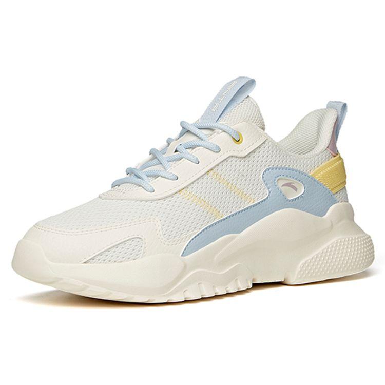 Anta Lifestyle Series Fabric Synthetic Leather Non-Slip Wear-Resistant Lightweight Low-Top Dad Shoes Women Sneakers White Blue Yellow 922048823-8