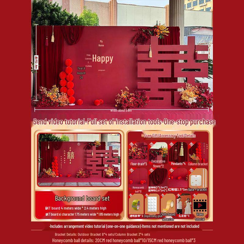 Rustic Wedding and Pre-Wedding Backdrop Decorations - Complete Set for Banquet and Photo Area