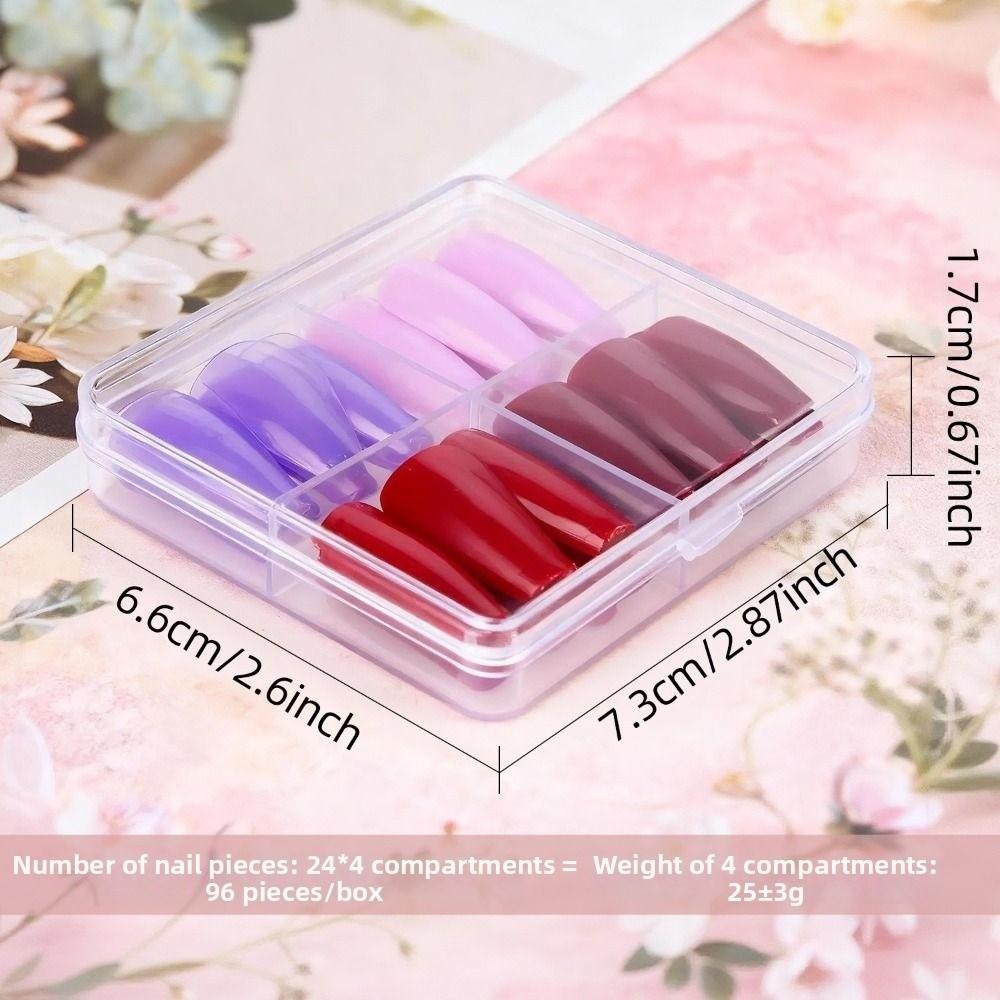 96pcs Mix Color French False Nails Coffin Ballet Press on Nails Woman DIY Nail Art