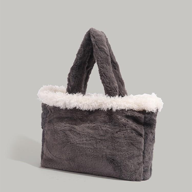 2024 Новая женская сумка Пушистая сумка-тоут Большая вместимость Сумка для мамы Модная сумочка Сумка через плечо для通勤 Тренд