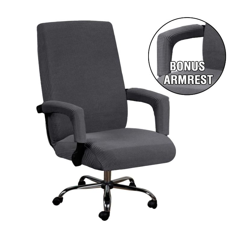 2 Sizes Office Elastic Solid Chair Covers Anti-dirty Computer Seat Chair Cover With Armrest Covers Removable  Office Seat Chairs Slipcovers