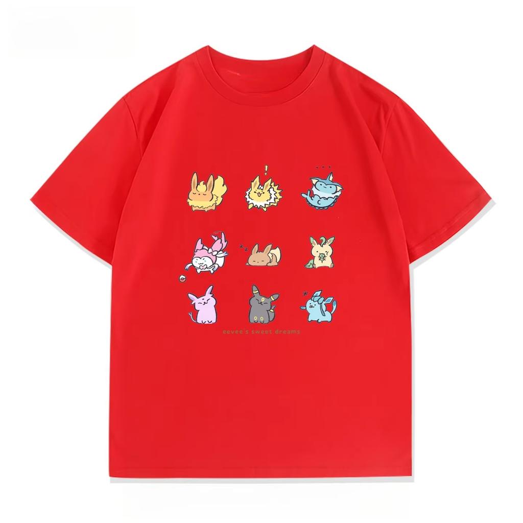 Покемон Мультфильм Ибрагимович Луна Солнце Аниме Футболка с коротким рукавом Мужская и Женская Повседневная с коротким и полурукавом