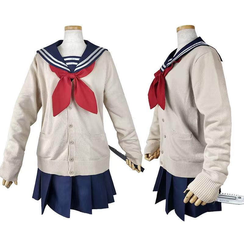 Костюм для косплея «My Hero Academy» на Хэллоуин, аниме Boku No Hero Academia Himiko Toga JK, униформа, свитер, пальто, парик, костюмы