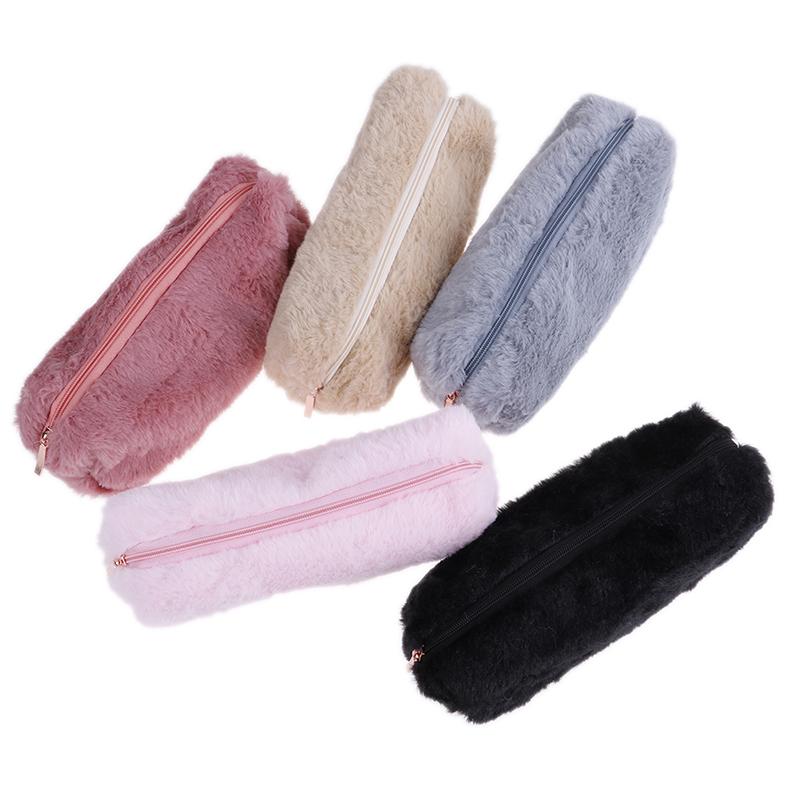 1X Милый плюшевый пушистый пенал для девочек, косметичка, кошелек для монет, сумка для хранения