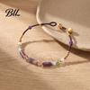 Lightweight Vacation Wrist Jewelry Bohemian Bracelet for Women, Handmade Bamboo Joint Beaded Flexible Woven Rope Stackable Bracelet, Ethnic Style Boho