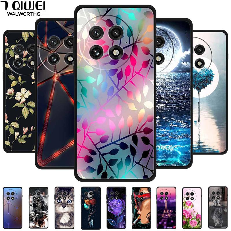 Чехол For OnePlus13 5G Чехол OnePlus 13R Черный Силиконовый Мягкий Цветок Модный ТПУ Задняя Крышка Для OnePlus13 13R Чехол Защитный Capa