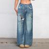 Women's Summer Loose Wide-Leg Jeans with Chain Detail N012