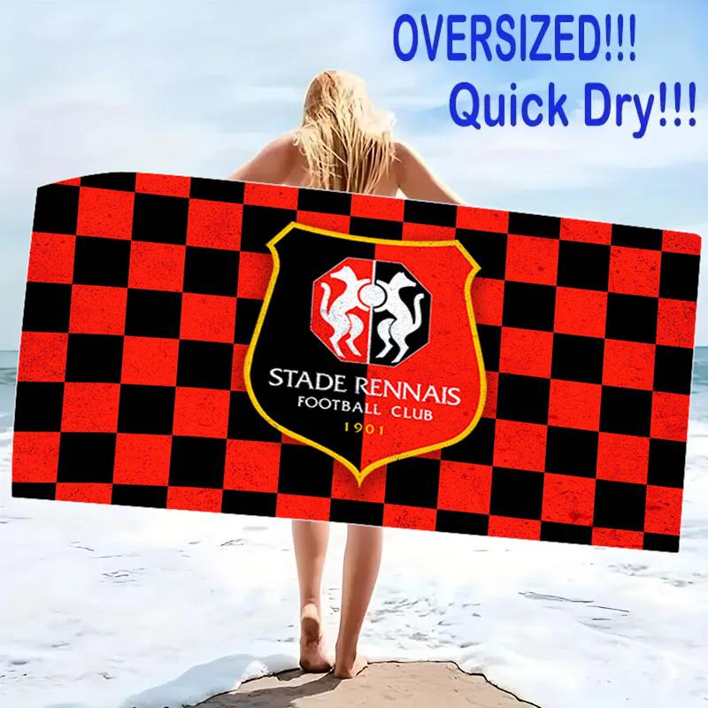 Stade Rennes FC Print Beach Towel, Large Soft Quick Dry Towel for Beach Camping Swimming