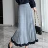 Knitted Long Skirt Women Winter Warm Midi Skirt Female Elegant Casual Pleated Skirt Lady Korean Fashion High Waist A Line Skirt