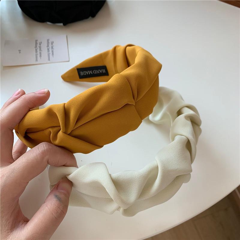Korean Hair Accessories Solid Color Cotton Crumpled Women's Head Hoop Wide Bezel Makeup Hairbands for Ladies Headwear