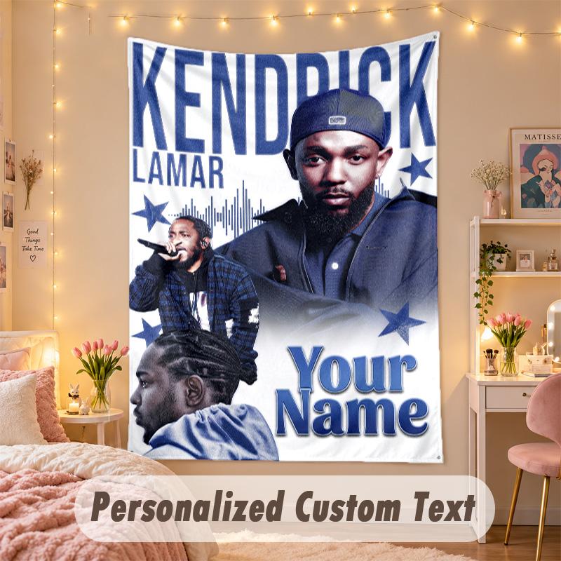 Custom Personalized Tapestry,Kendrick Lamar Print Custom Name Text Wall Art Hanging for Bedroom