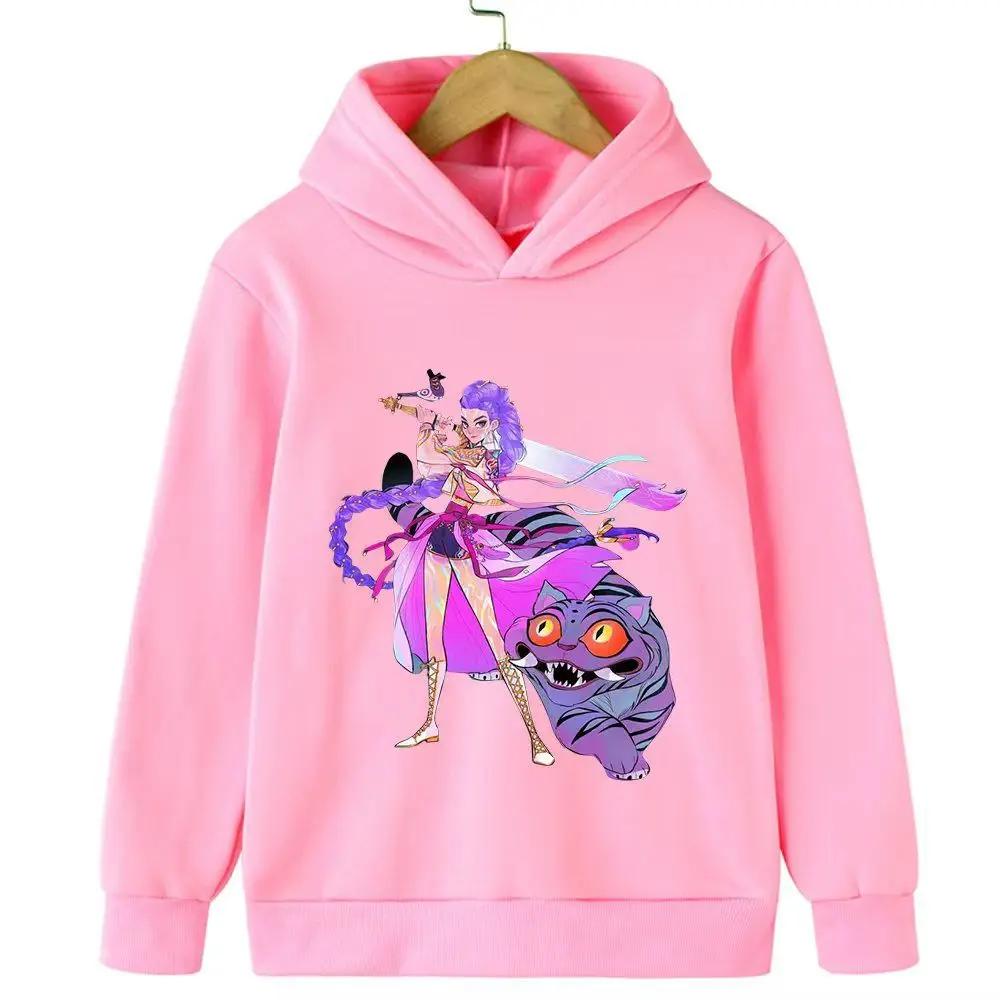 New Autumn and Winter Fashion Demon Hunter Anime Children's Hoodie, Cute and Beautiful Girls, Warm and Comfortable, Loose and Versatile Top
