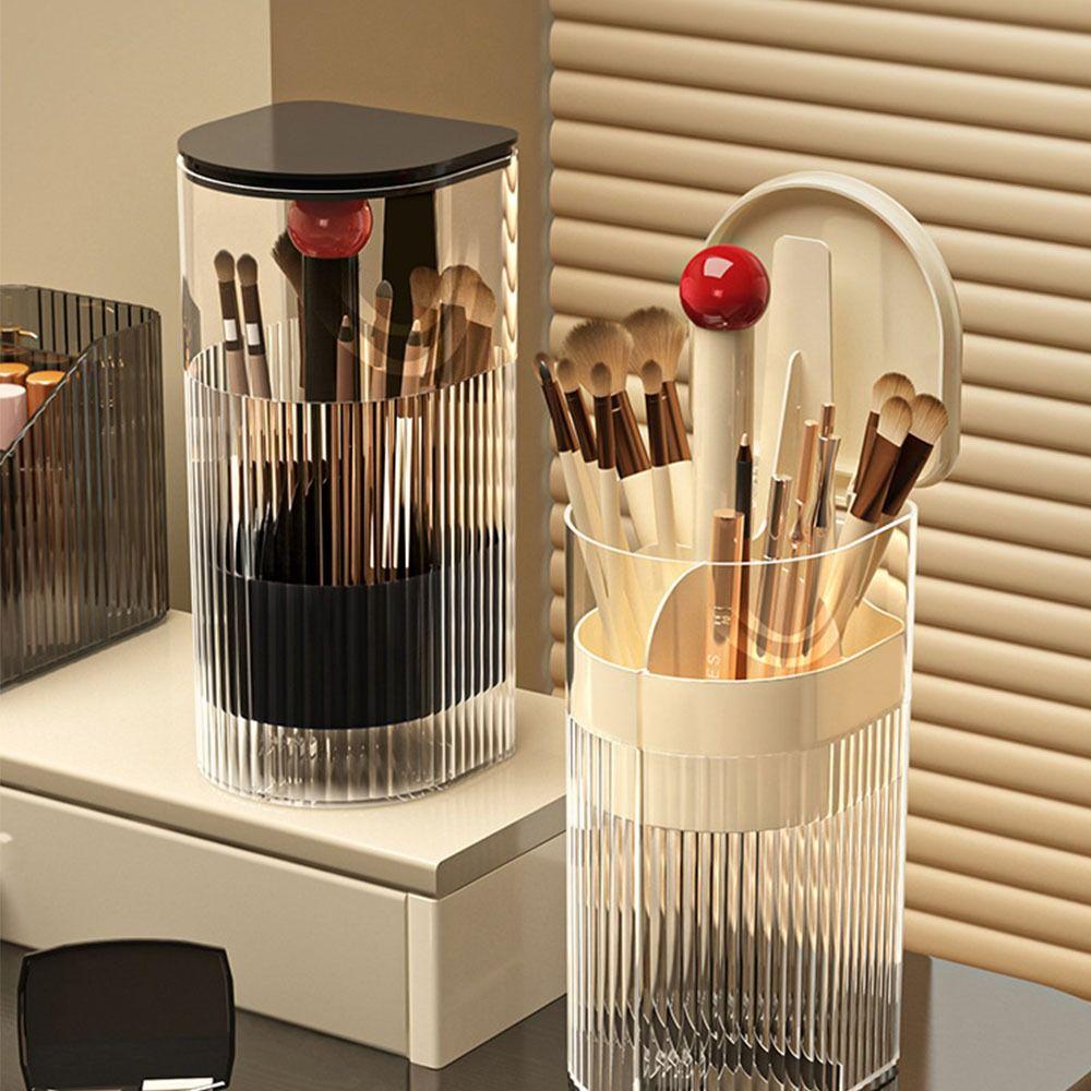 Transparent Automatic Lifting Makeup Brush Holder with Lid Makeup Brush Storage Tube for Brush