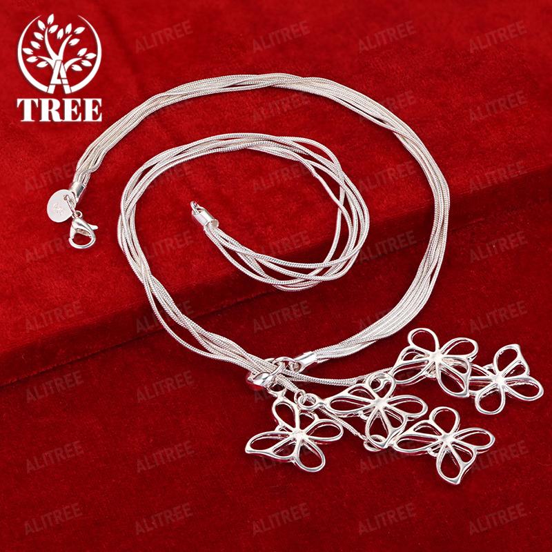 925 Sterling Silver Heart Star Butterfly Pendant Bead Chain Necklace For Women Men Party Wedding Engagement Cute Jewelry Accesso
