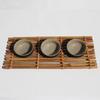 Yellow Tea Ceremony Cup Mat Sqaure Rectangle Heat Insulation Pad Bamboo Raft Coaster  Tea Curtain