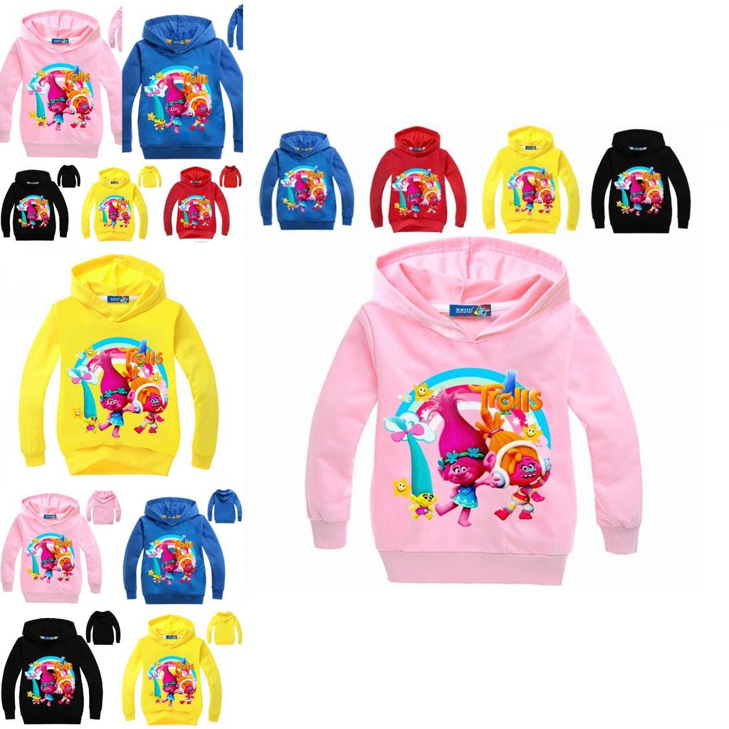 Kids Trolls Print Hoodie Cotton Pullovers Coat Jacket Gift Yrs